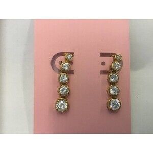 Gold Tone Silver Rhinestone Earrings